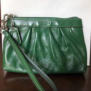 Coach green wristlet bag